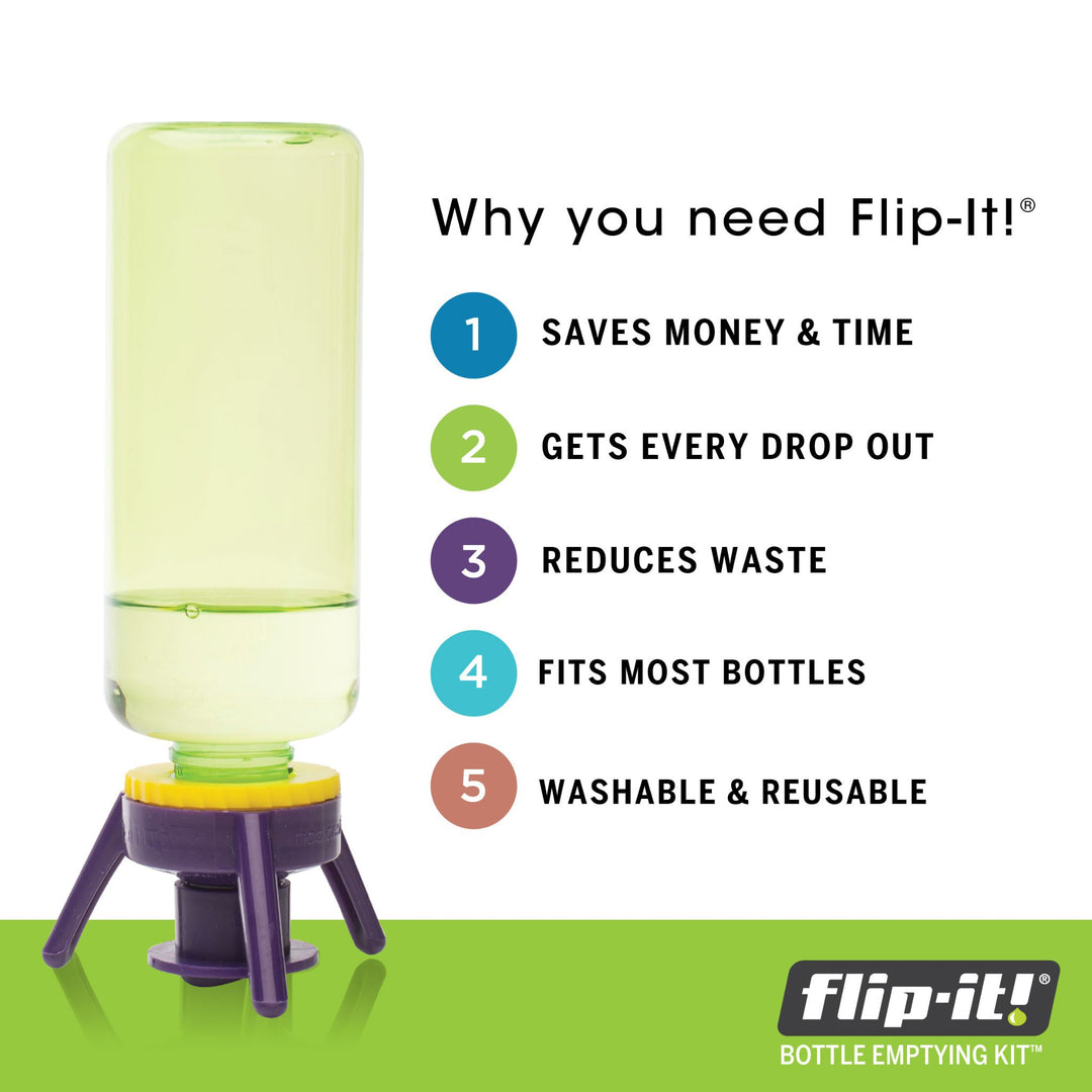 Flip It Cap Bottle Emptying Upside Down Use on Thick Liquids Kitchen and  Bath